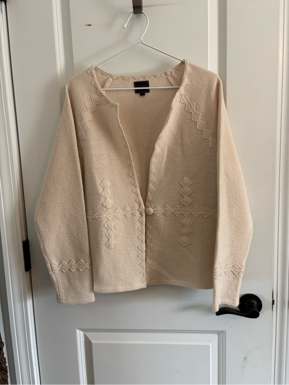 Textured Cream Knit Button-Front Cardigan Sweater